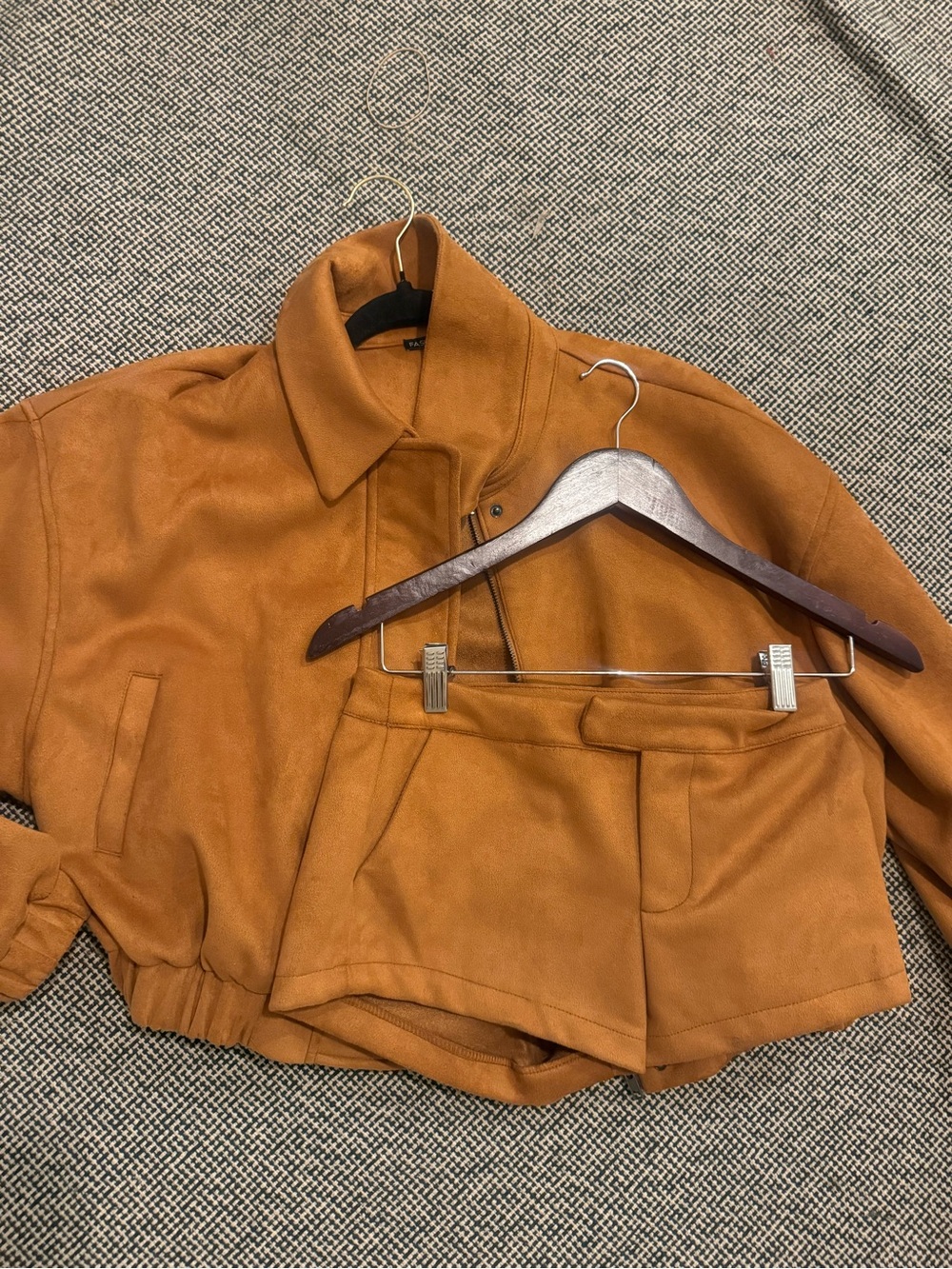 Fashion Nova Suede Set Jacket & Shorts